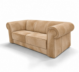 Bertha 3-zitsbank, in beige koeienhuid