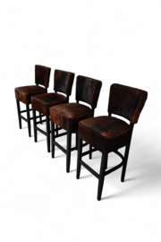 Bistro barkruk in bruin tricolor koeienhuid