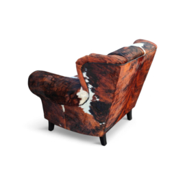 Bommel fauteuil smalle versie  in tricolor koeienhuid