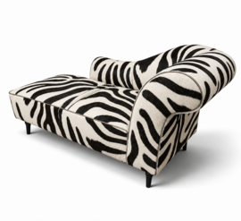 Josephine chaise longue 160cm, koeienhuid met zebraprint