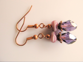 Oorbellen "Copper Different Purple"