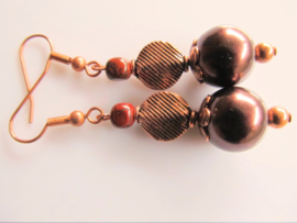 Oorbellen "Copper Brown Pearl"