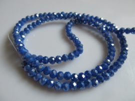 Kristalglas facet rondel kraal blauw mettalic 3.5x4.2 mm