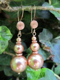 Oorbellen "Rosegold Pearl"