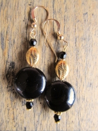 Oorbellen "Golden Black Coin"