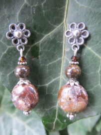 Oorbellen "Brown Opal Flower"