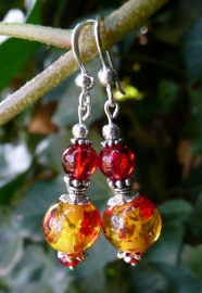 Oorbellen" Red Amber"