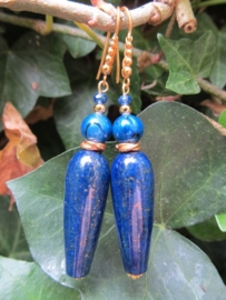 Oorbellen "Golden Blue Lapis"