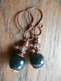 Oorbellen "Copper Green Jade"
