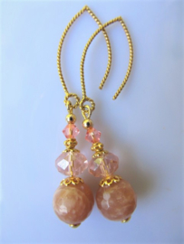 Oorbellen "Golden Pink Moon"