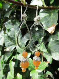 Oorbellen "Aventurine Orange Flower"