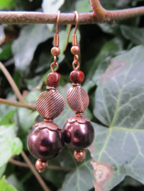 Oorbellen "Copper Brown Pearl"