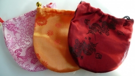 Chinese zijde tasje roze 12,5x12,5 cm