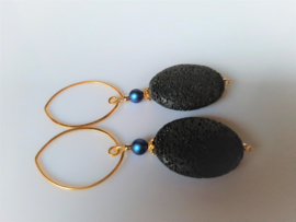 Oorbellen "Gold Black Lava"