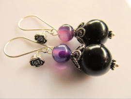 Oorbellen  "Black with Purple"