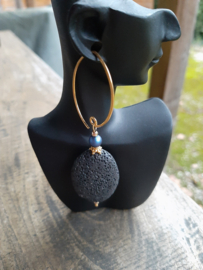 Oorbellen "Gold Black Lava"