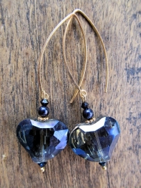 Oorbellen "Blue Crystal Heart"