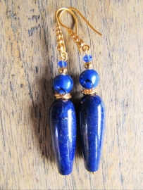 Oorbellen "Golden Blue Lapis"