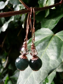 Oorbellen "Copper Green Jade"