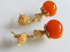 Oorbellen "Orange Amber"