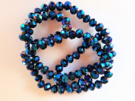 Kristalglas rondel kraal donkerblauw mettalic AB 4.7-5x6 mm