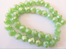 Kristalglas kraal rond groen facet 9.5x8.5 mm