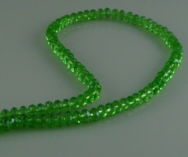 Kristalglas rondel kraal facet groen 4x6 mm