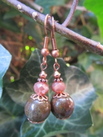 Oorbellen "Copper Brown Opal"