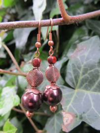 Oorbellen "Copper Brown Pearl"