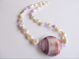 Ketting "Pearl Purple Agaath"