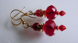 Oorbellen "Gold Red Crystal"