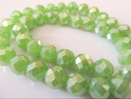 Kristalglas kraal rond groen facet 9.5x8.5 mm