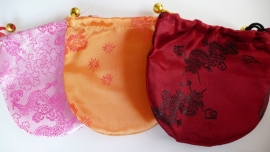 Chinese zijde tasje roze 12,5x12,5 cm