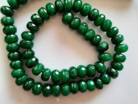 Jade kraal facet rondel donkergroen 4-5x8 mm