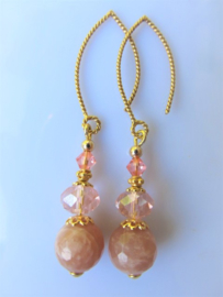 Oorbellen "Golden Pink Moon"