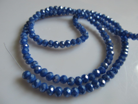 Kristalglas facet rondel kraal blauw mettalic 3.5x4.2 mm
