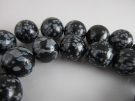 Obsidiaan sneeuwvlok ronde kraal 14 mm