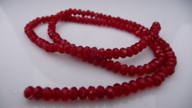 Kristalglas rondel kraal facet oxblood rood 3x4 mm