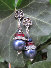 Oorbellen "Night Blue Rose"