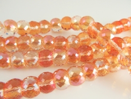 Kristalglas kraal rondel facet oranje-roze 8x12 mm