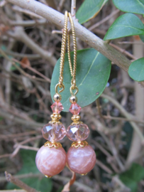 Oorbellen "Golden Pink Moon"