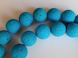 Lava kraal rond turquoise 12-12.3 mm