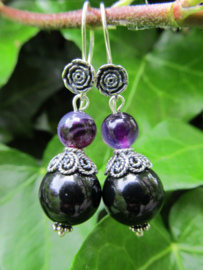 Oorbellen  "Black with Purple"