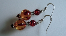 Oorbellen" Red Amber"