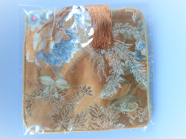 Tasje Chinese zijde  met rits 11.5x11.5 mm