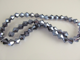 Donkerpaars mettalic bicone kristalglas kraal 6 mm
