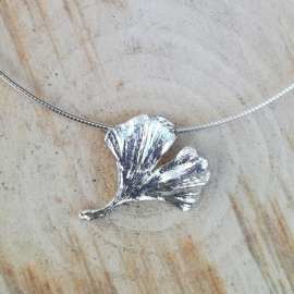 Silver pendant ginkgo  - Zilveren hanger ginkgo (Ha7)