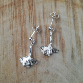 Silver earrings ginkgo - Zilveren oorbellen ginkgo (G9)