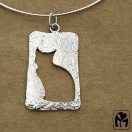 Pendant silver cat silhouette - Hangerzilveren silhouet kat (Ha74)