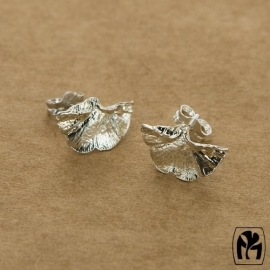 Silver earrings ginkgo - Zilveren oorbellen ginkgo (G7)